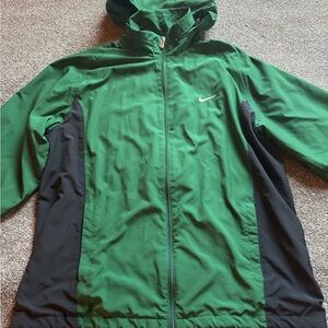 Men’s Sz XL vintage Nike Forest Green and Black zip up Windbreaker jacket